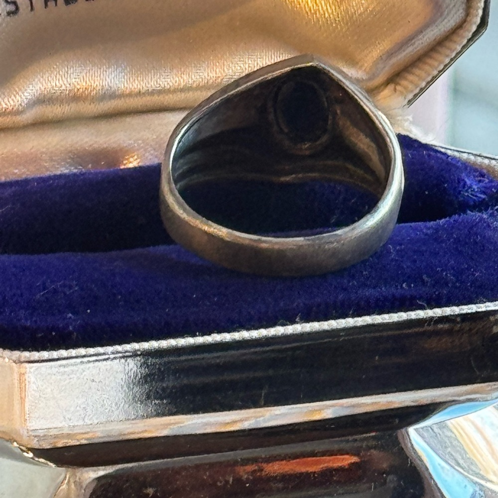 Mens MC Mid century 1960s sterling silver modernist 925 hematite ring - Picture 7 of 9